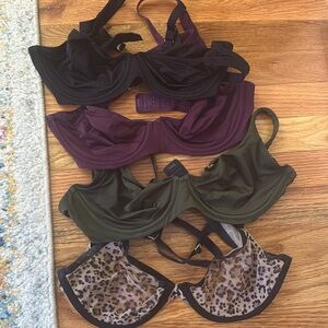EUC - four cuup scoop bras - the cheetah is the only sheer fabric